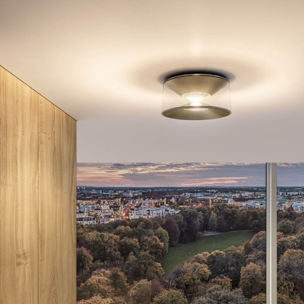 LED taklampe Vior dimbar sandgull Ø13 cm IP54 montert