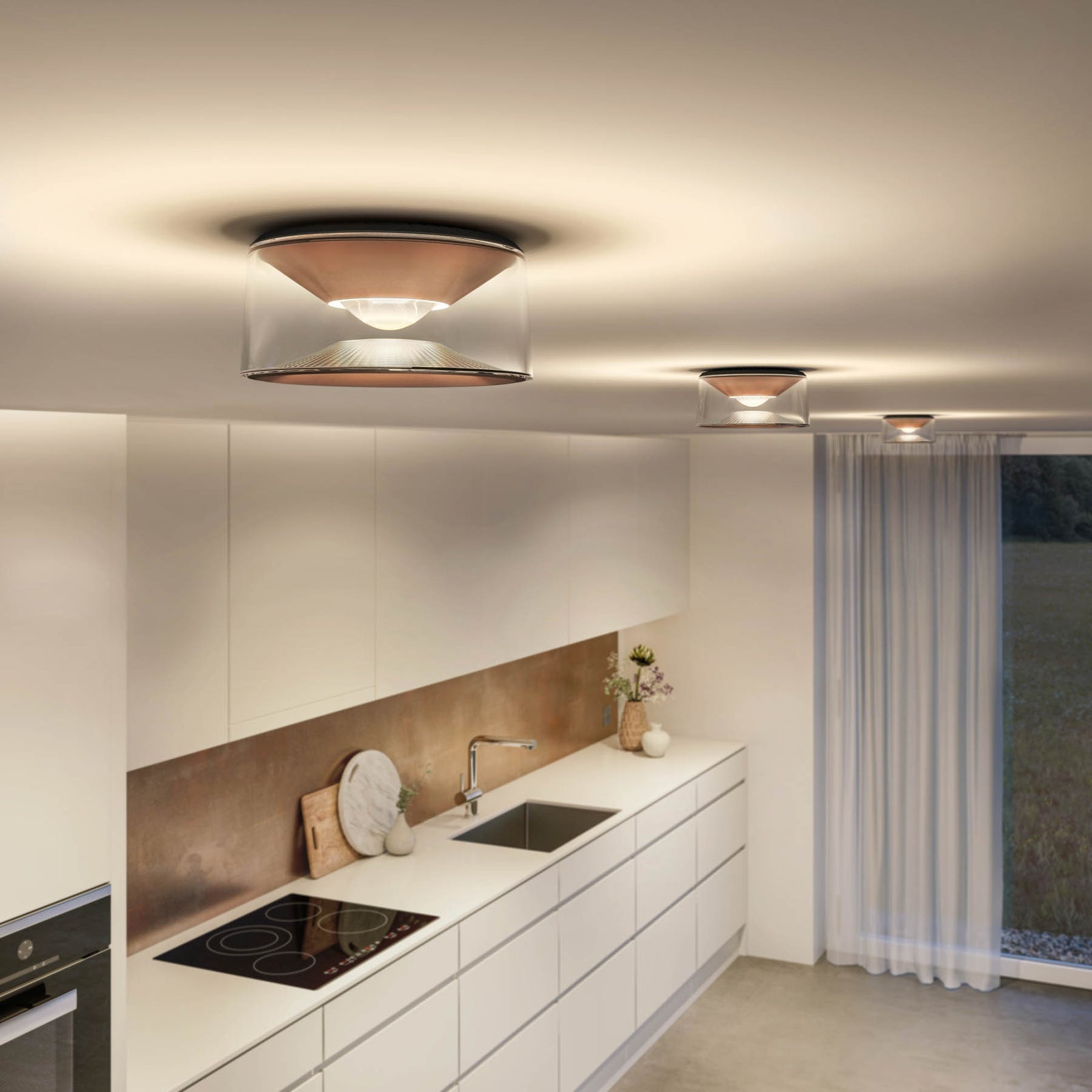 LED taklampe Vior roségull Ø13 cm dimbar IP54 detalj