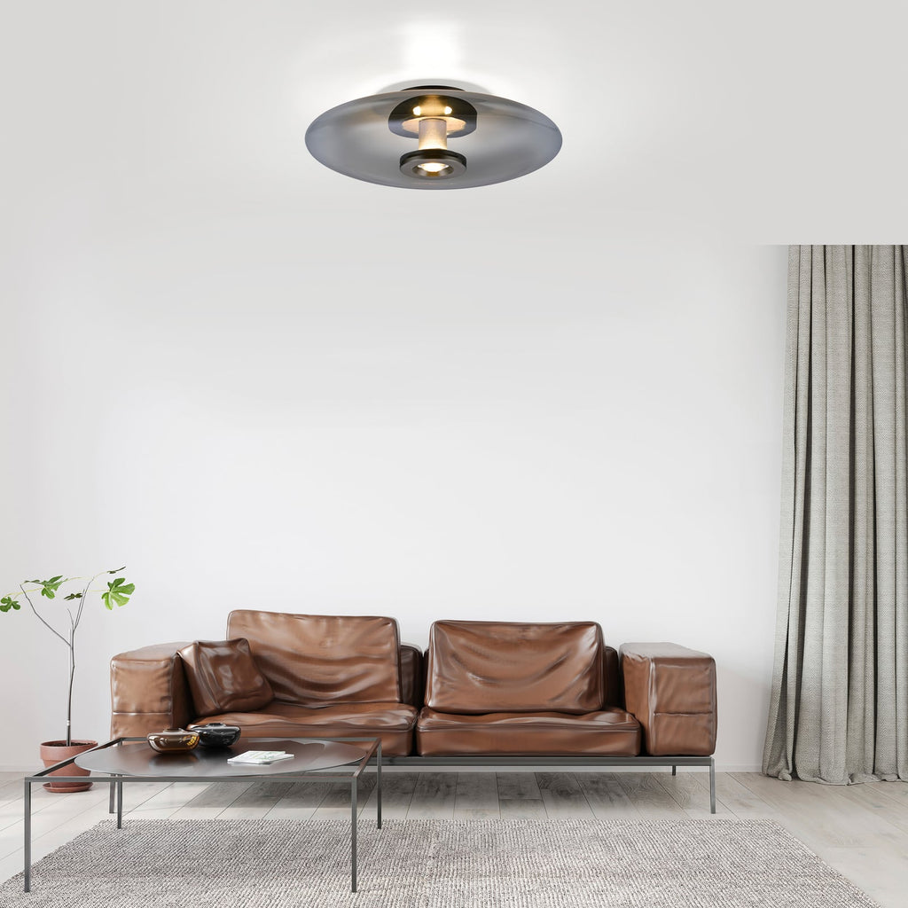 LED taklampe Vitrum dimbar glass aluminium Ø45 cm grå bakside