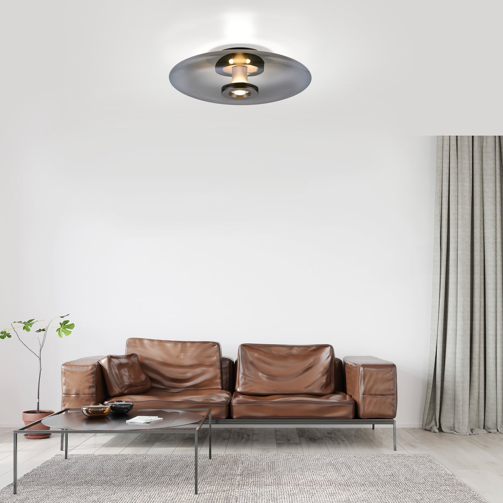 LED taklampe Vitrum dimbar glass aluminium Ø45 cm grå bakside