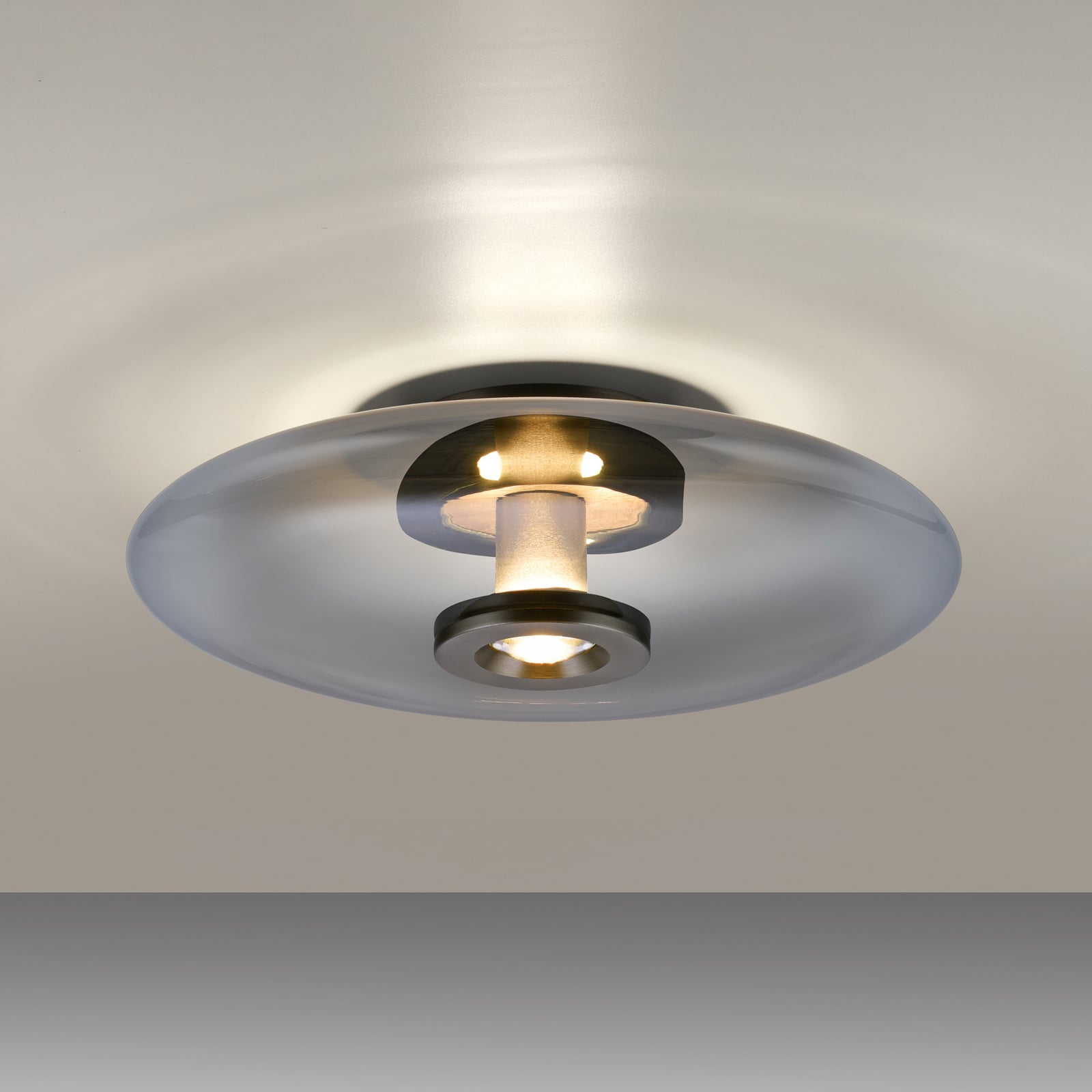 LED taklampe Vitrum dimbar glass aluminium Ø45 cm grå side