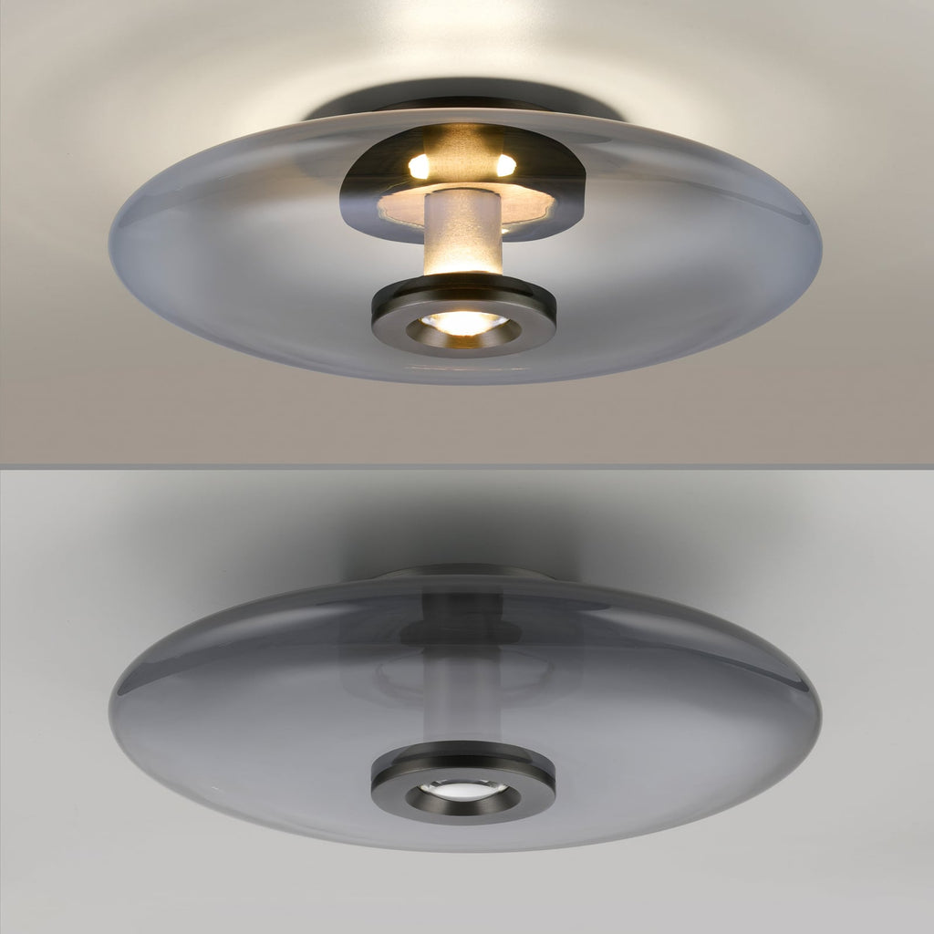 LED taklampe Vitrum dimbar glass aluminium Ø45 cm grå installasjon