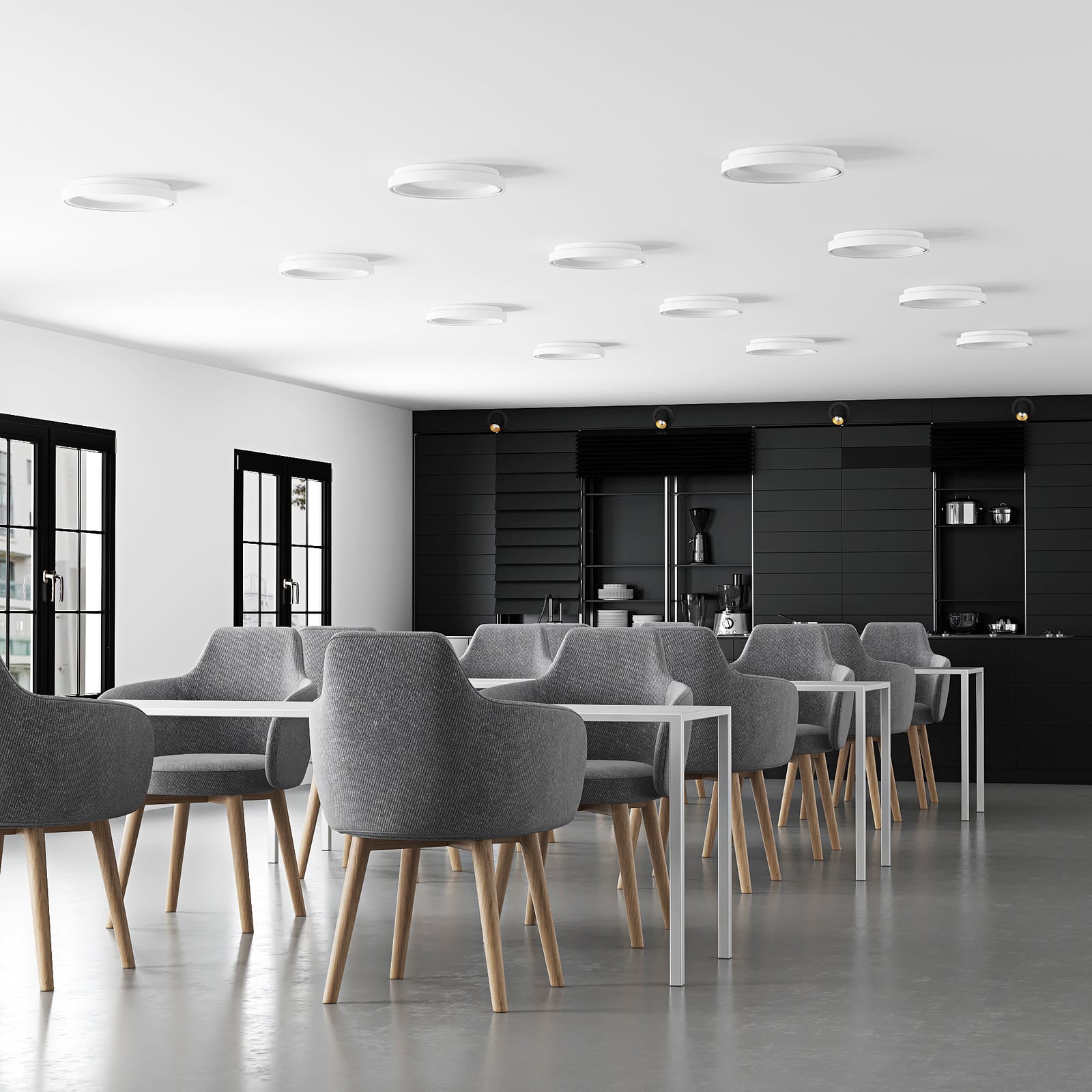 Detalj av LED taklampe Vivy dimbar hvit metall Ø38 cm