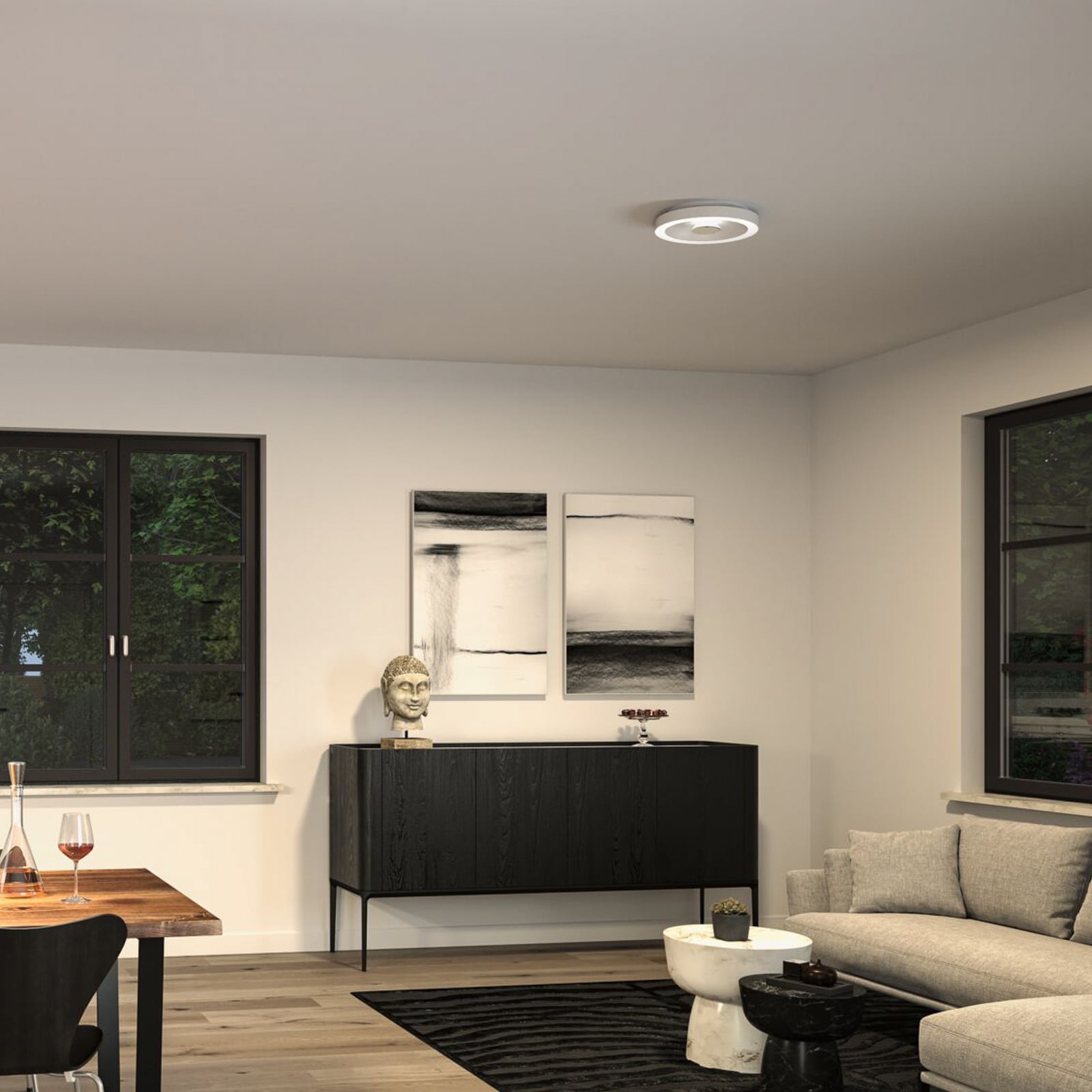 Bakside av LED taklampe Volea dimbar hvit/sølv Ø32 cm IP44 Paulmann