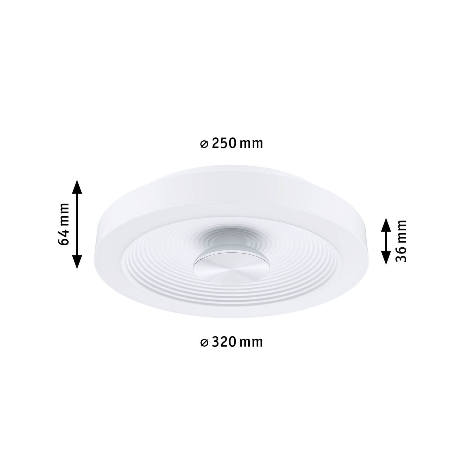 Detalj av design på LED taklampe Volea dimbar hvit/sølv Ø32 cm IP44 Paulmann