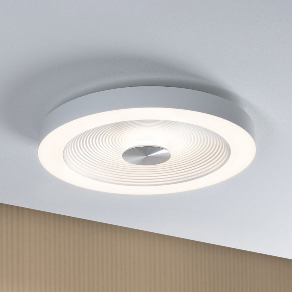 LED taklampe Volea dimbar hvit/sølv Ø40 cm IP44 forfra