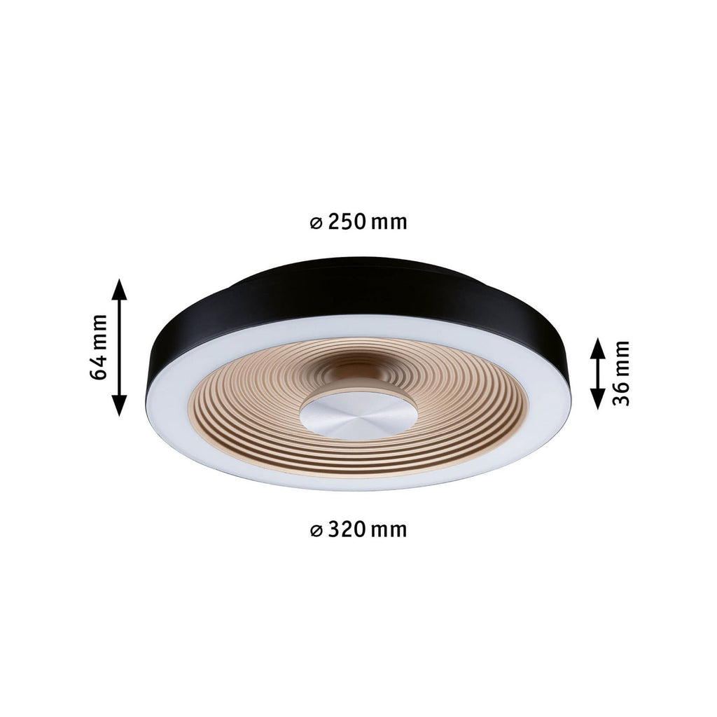 Detaljbilde av LED taklampe Volea svart/gull Ø32 cm dimbar IP44
