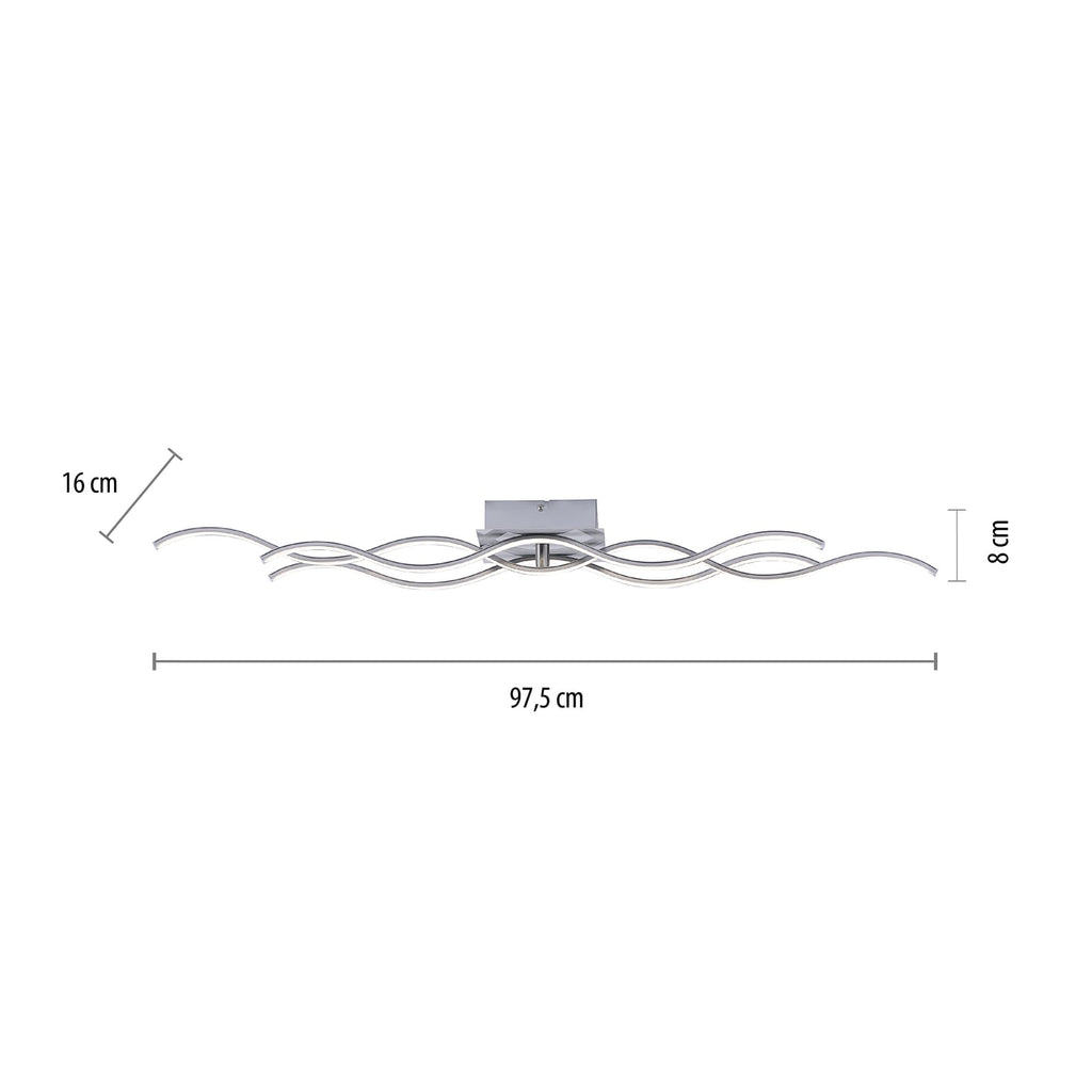 LED taklampe Wave aluminium stål montert i rom