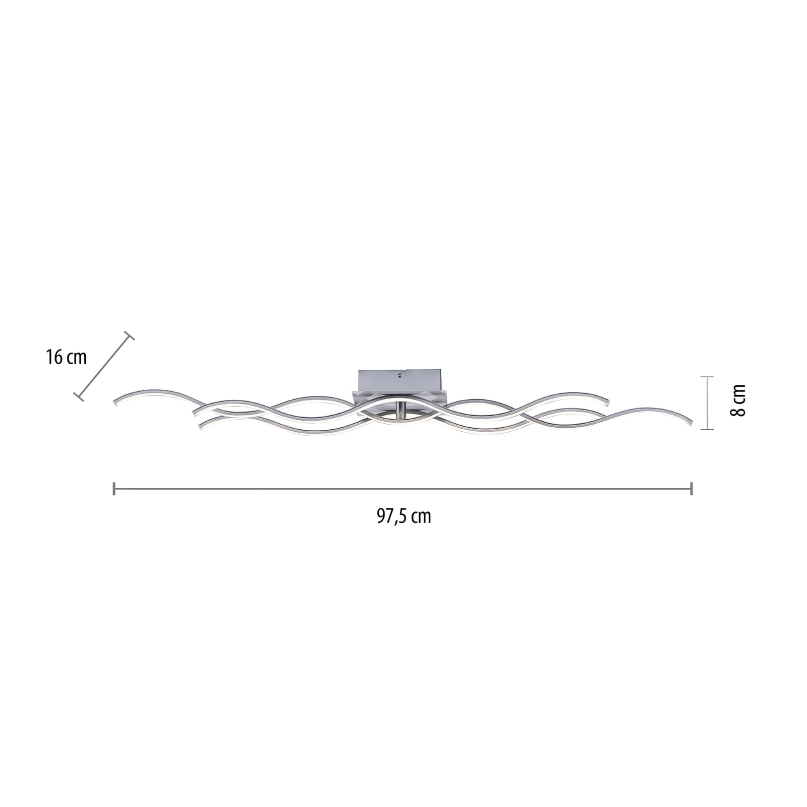 LED taklampe Wave aluminium stål montert i rom