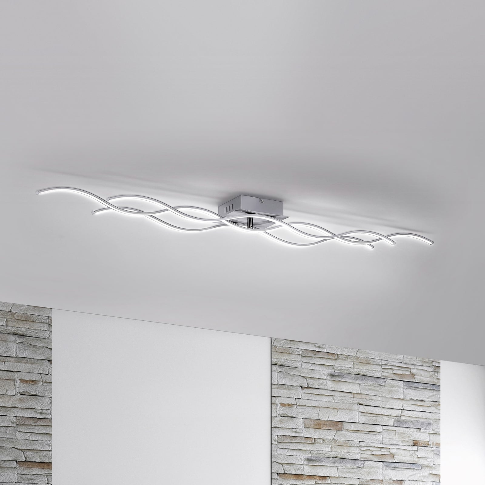 LED taklampe Wave stål 139,5x16 cm 42W varmhvit forfra