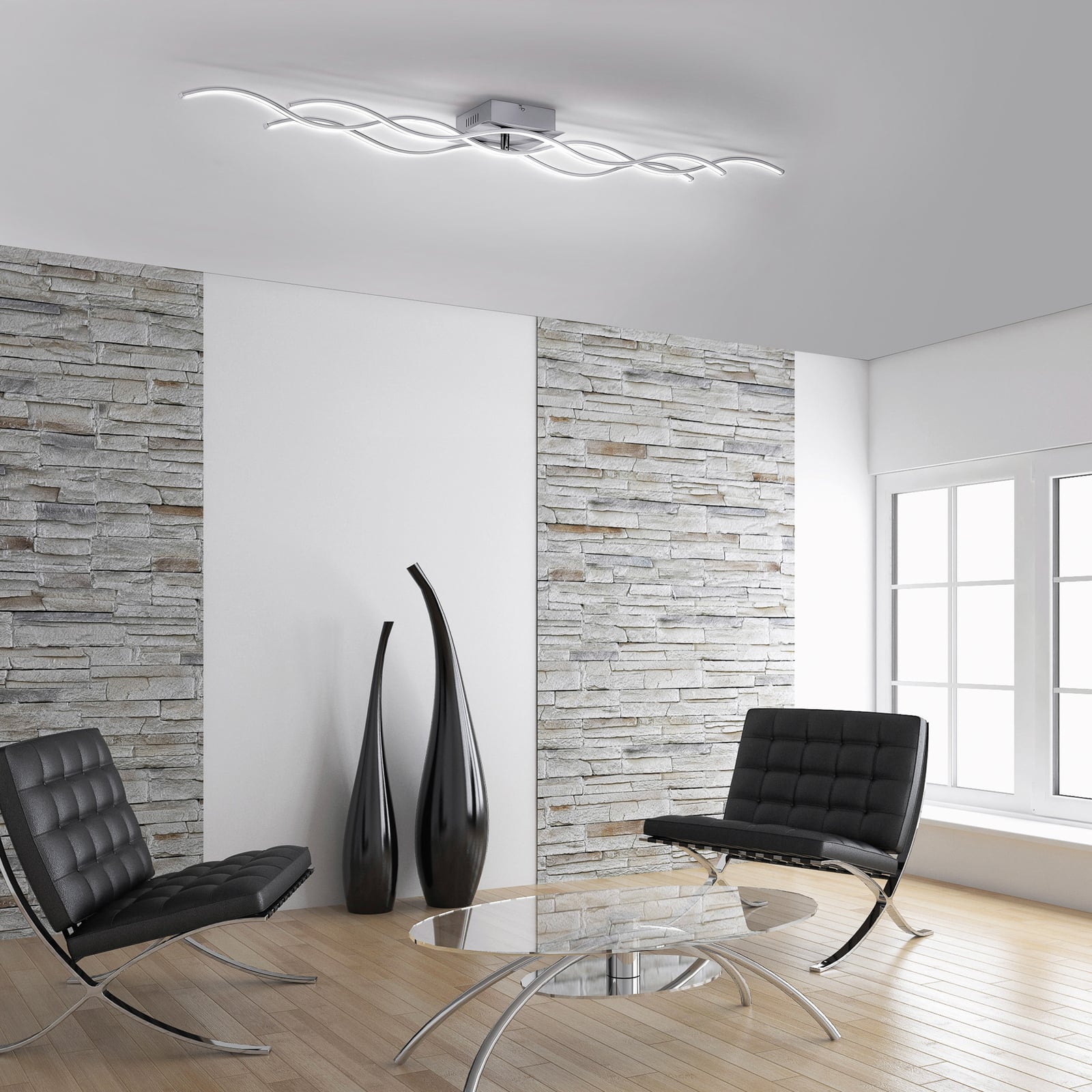 LED taklampe Wave stål 139,5x16 cm 42W varmhvit bakside