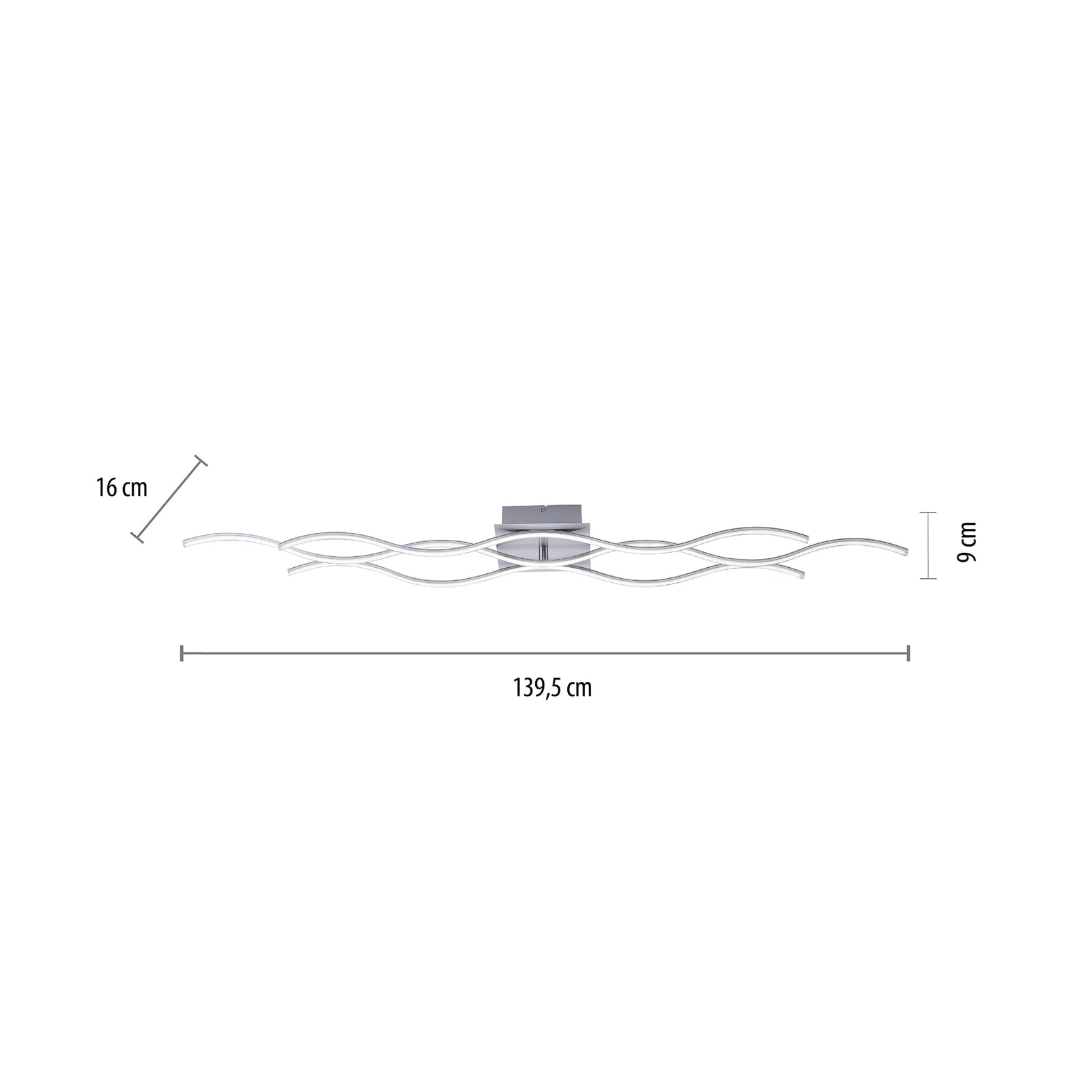 LED taklampe Wave stål 139,5x16 cm 42W varmhvit montert