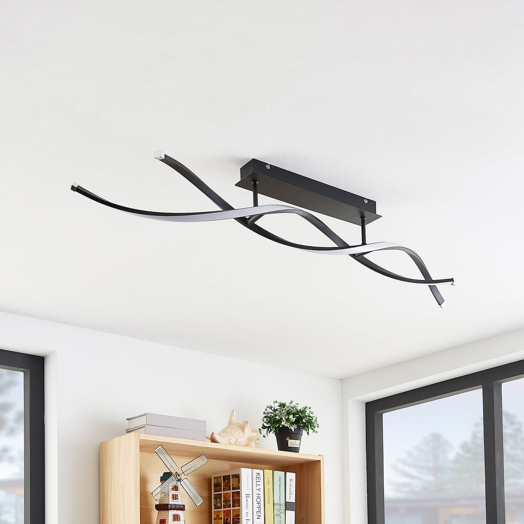 Detalj av LED taklampe Welina dimbar svart 107 cm