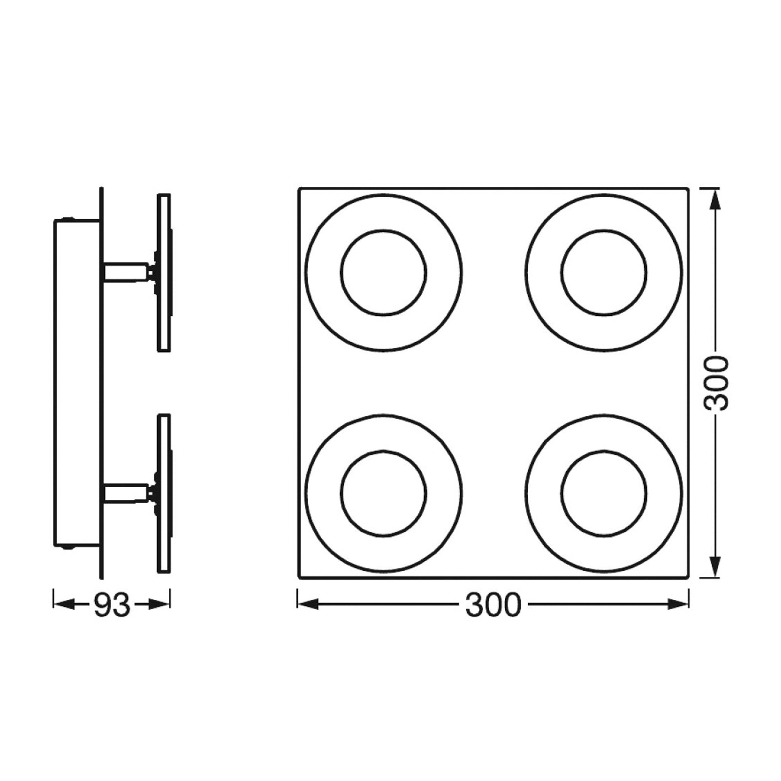 Nærbilde av LED taklampe WiFi Orbis Wave dimbar 30x30 cm IP44