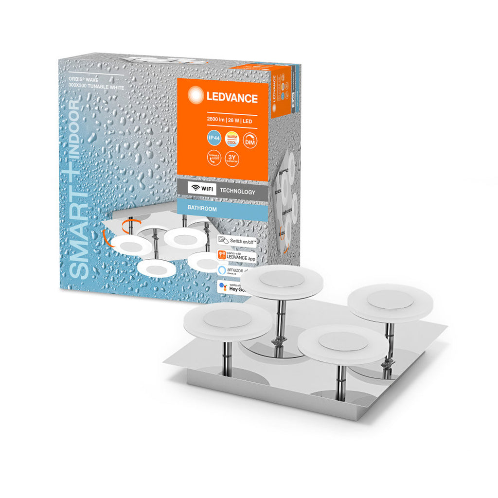 Detalj av LED taklampe WiFi Orbis Wave dimbar 30x30 cm IP44