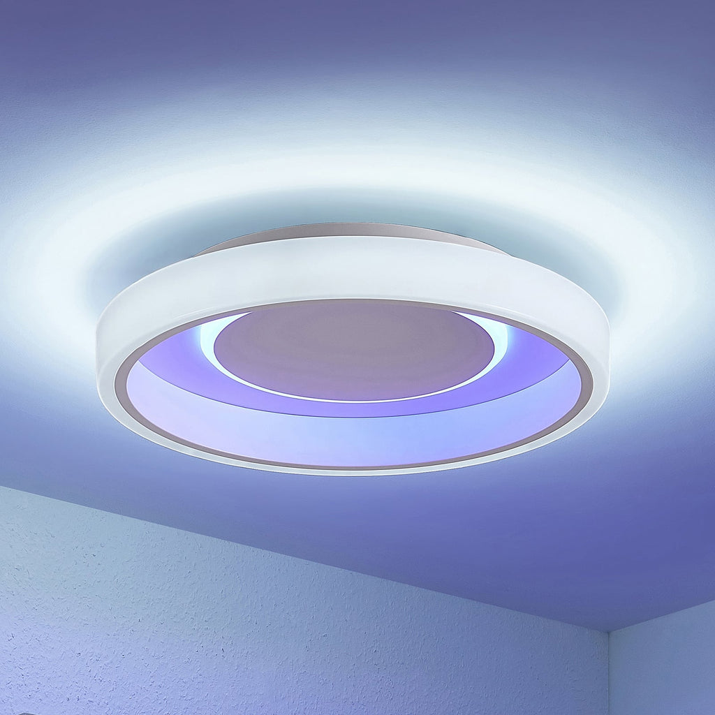 LED taklampe Wikani dimbar RGB CCT fjernkontroll Ø49 cm forfra