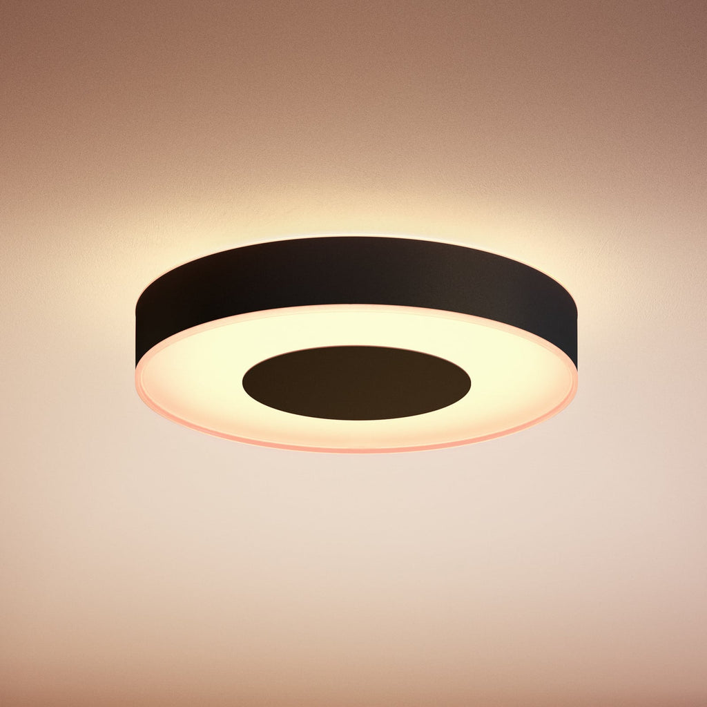LED-taklampe Xamento Ø38 cm svart RGB CCT IP44 forfra