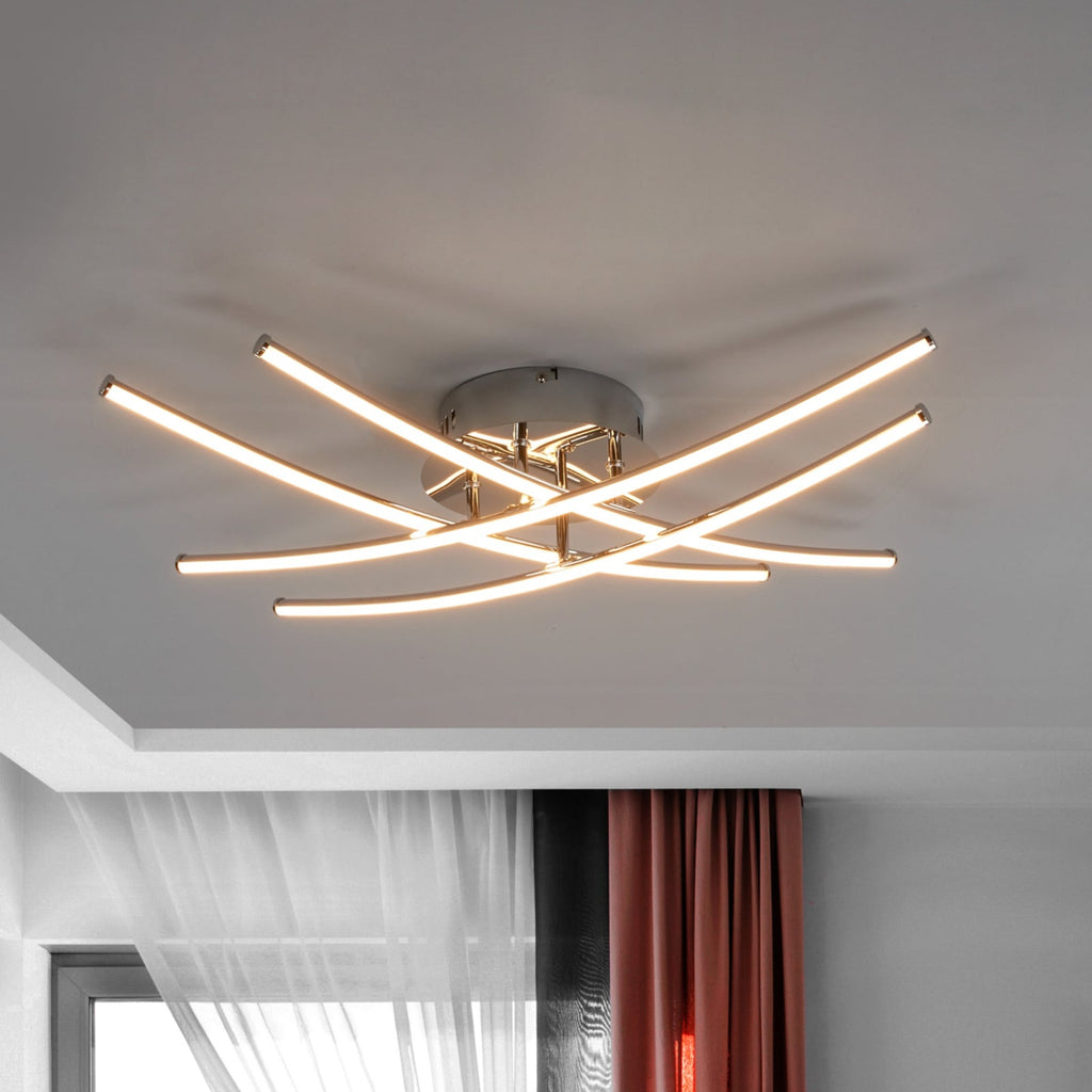 LED taklampe Yael gitterdesign krom 67x67 cm forfra