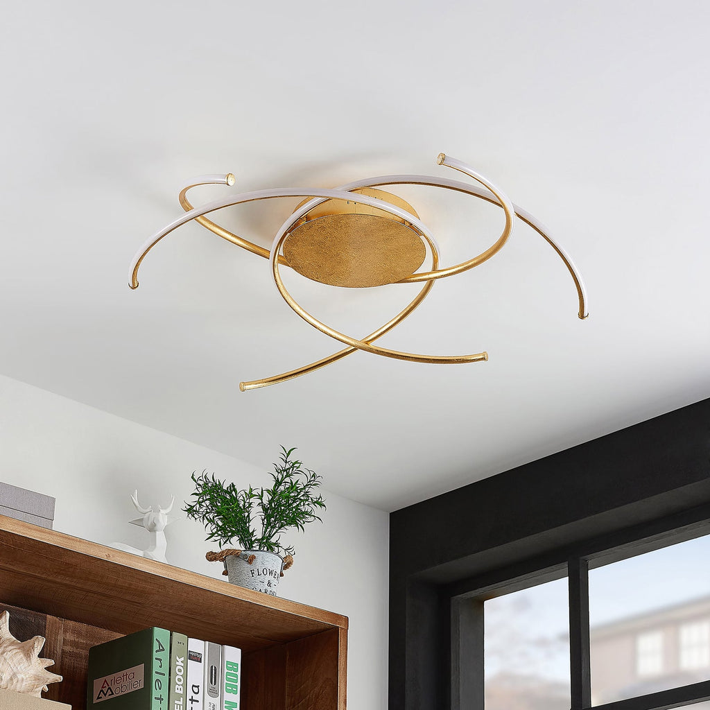 LED taklampe Yareli dimbar gull metall bakside