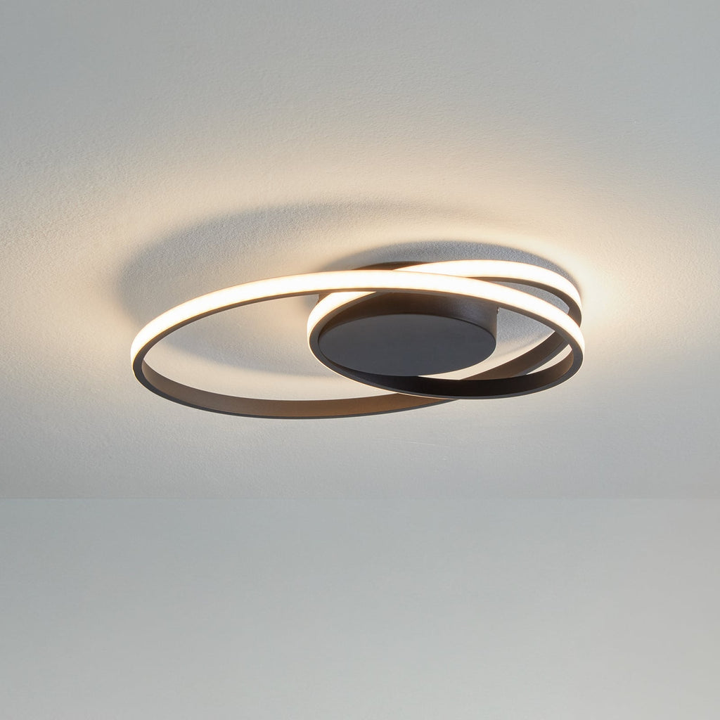 LED taklampe Youna dimbar svart aluminium Ø39 cm forfra