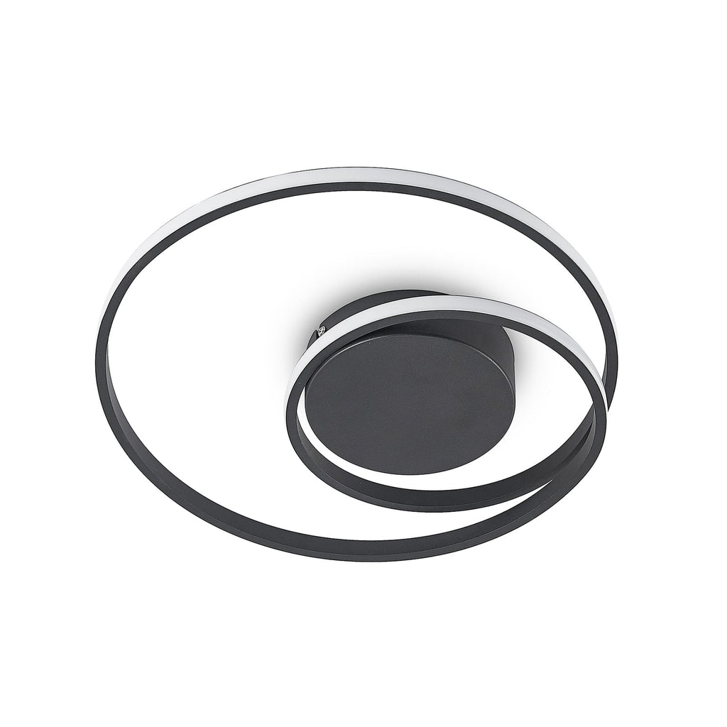 LED taklampe Youna dimbar svart aluminium Ø39 cm nærbilde
