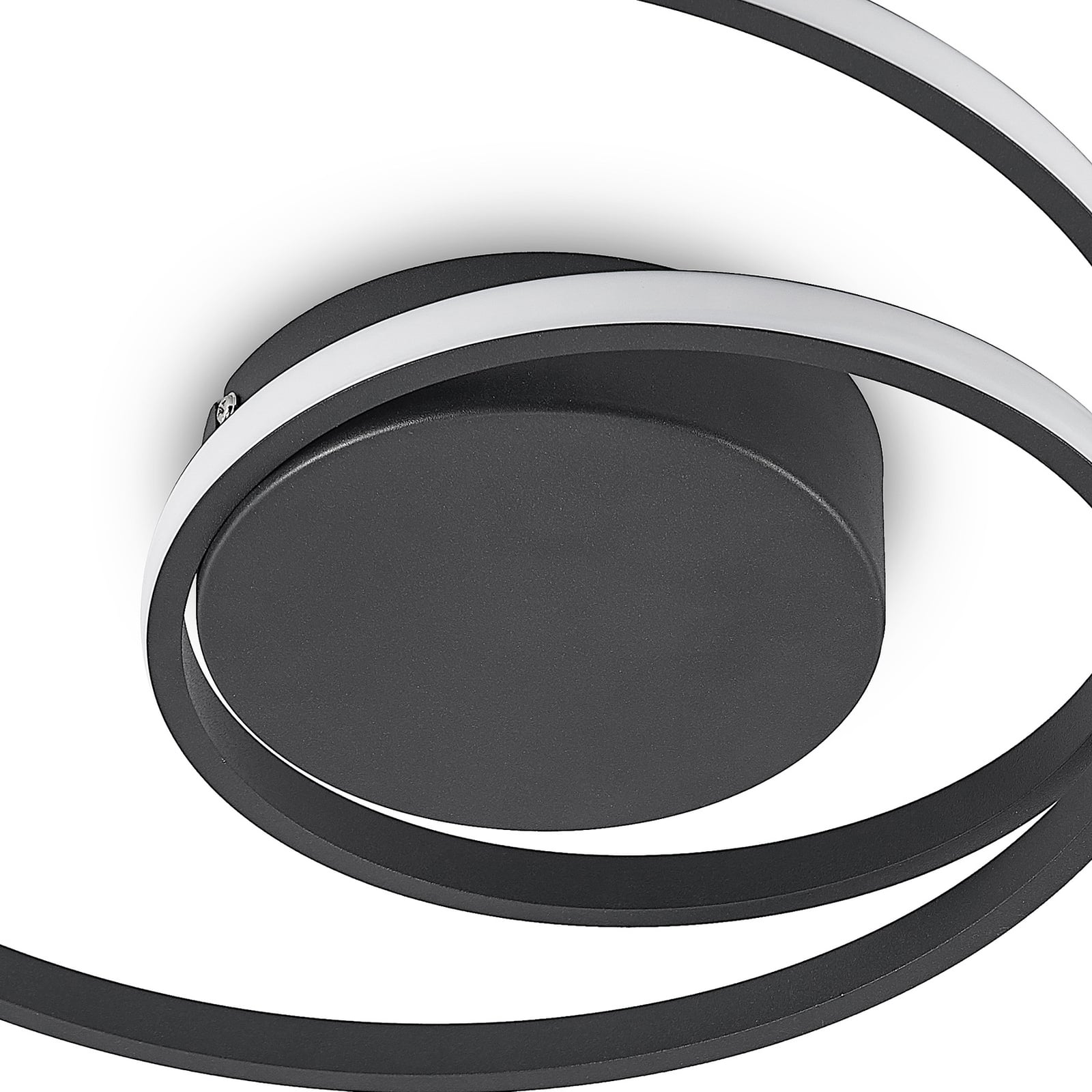 LED taklampe Youna dimbar svart aluminium Ø39 cm lysmønster på tak