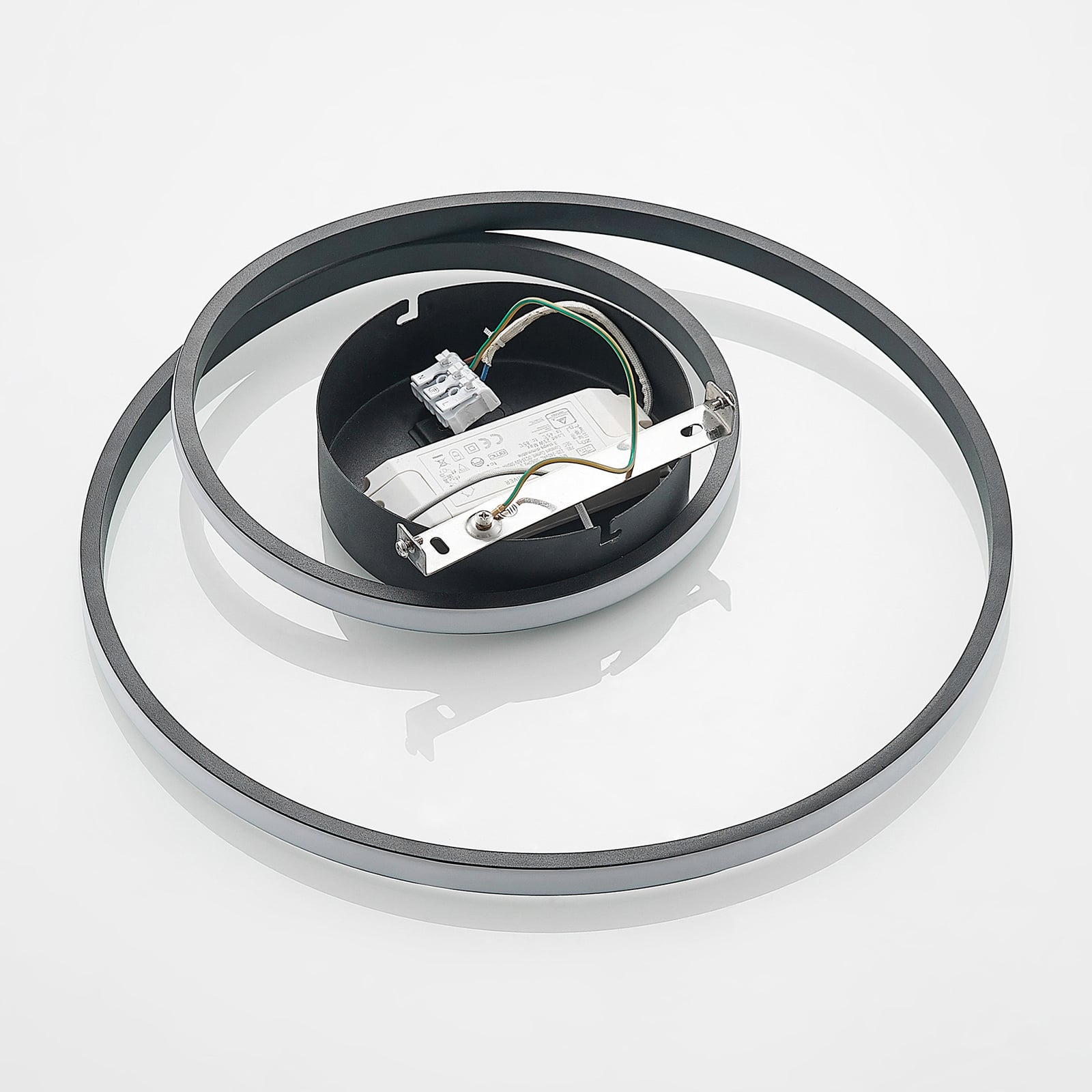 LED taklampe Youna dimbar svart aluminium Ø39 cm dimmebryter
