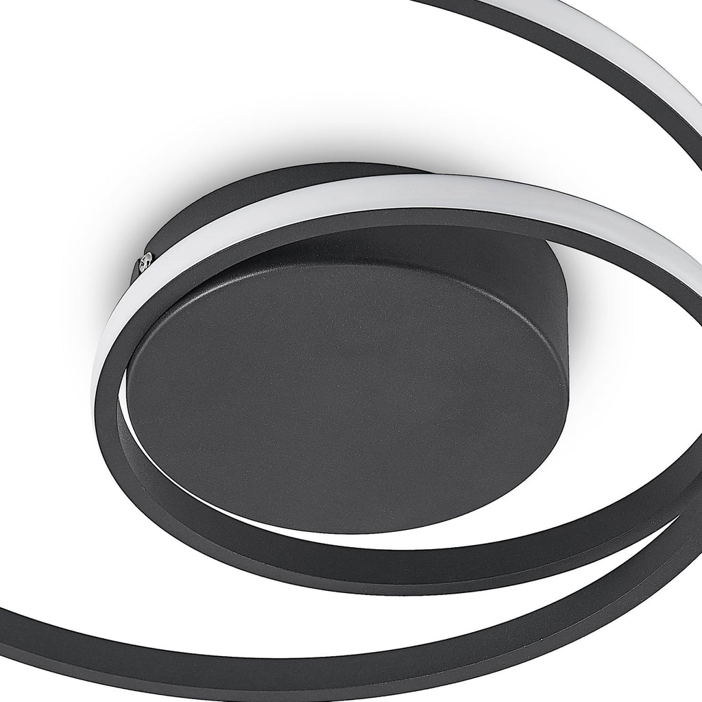 LED taklampe Youna dimbar svart aluminium Ø39 cm materialdetalj