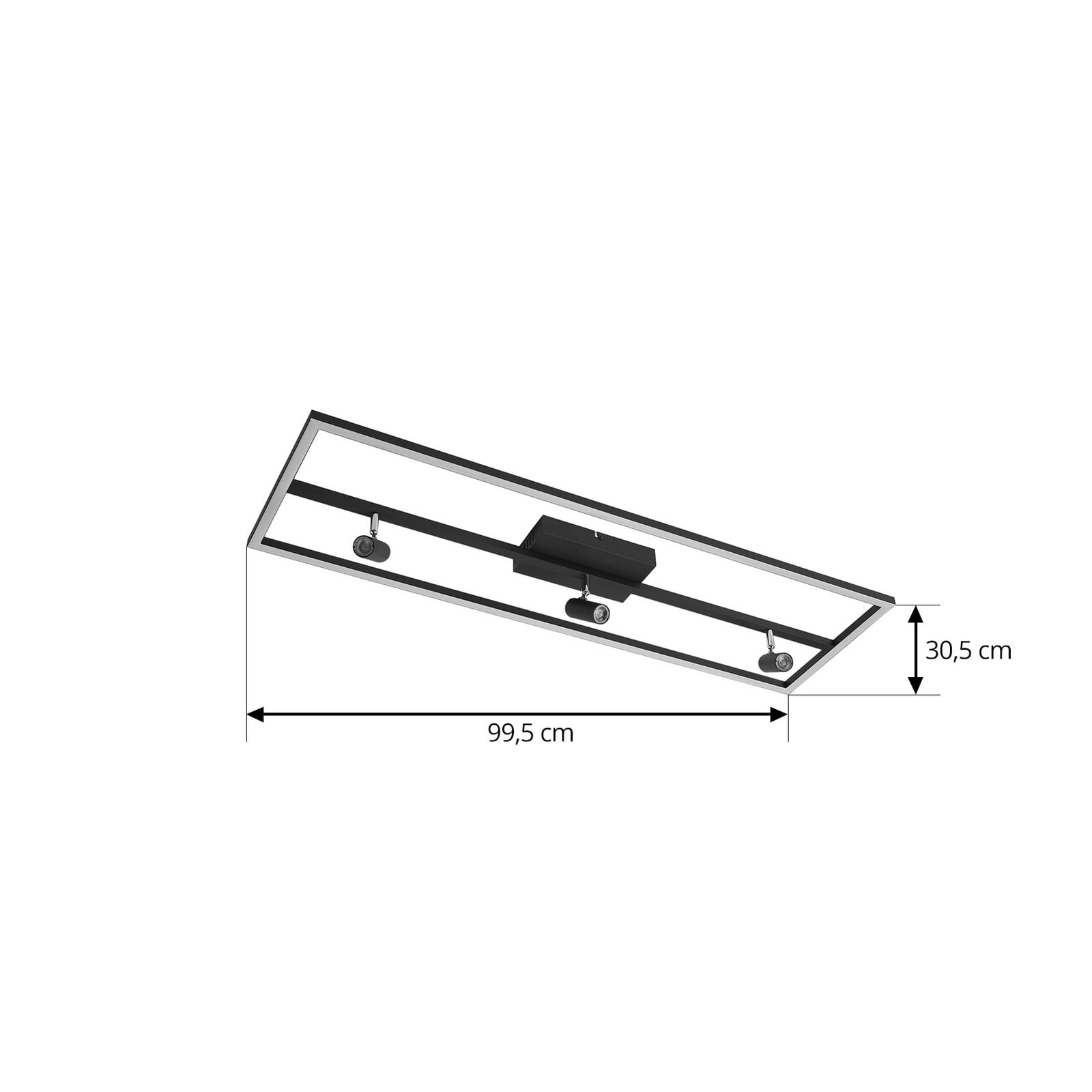 Nærbilde av LED taklampe Yvor svingbar svart aluminium