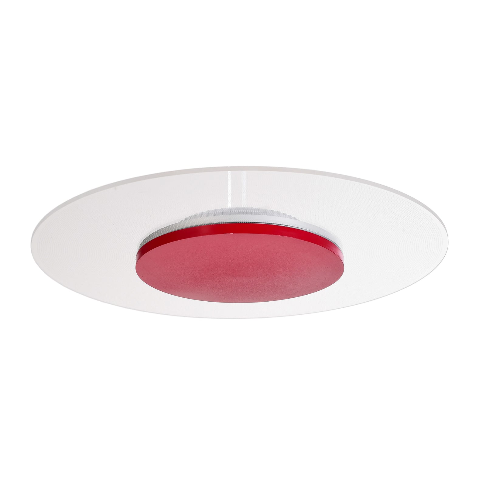 LED taklampe Zaniah 360° dimbar rød Ø42 cm forfra