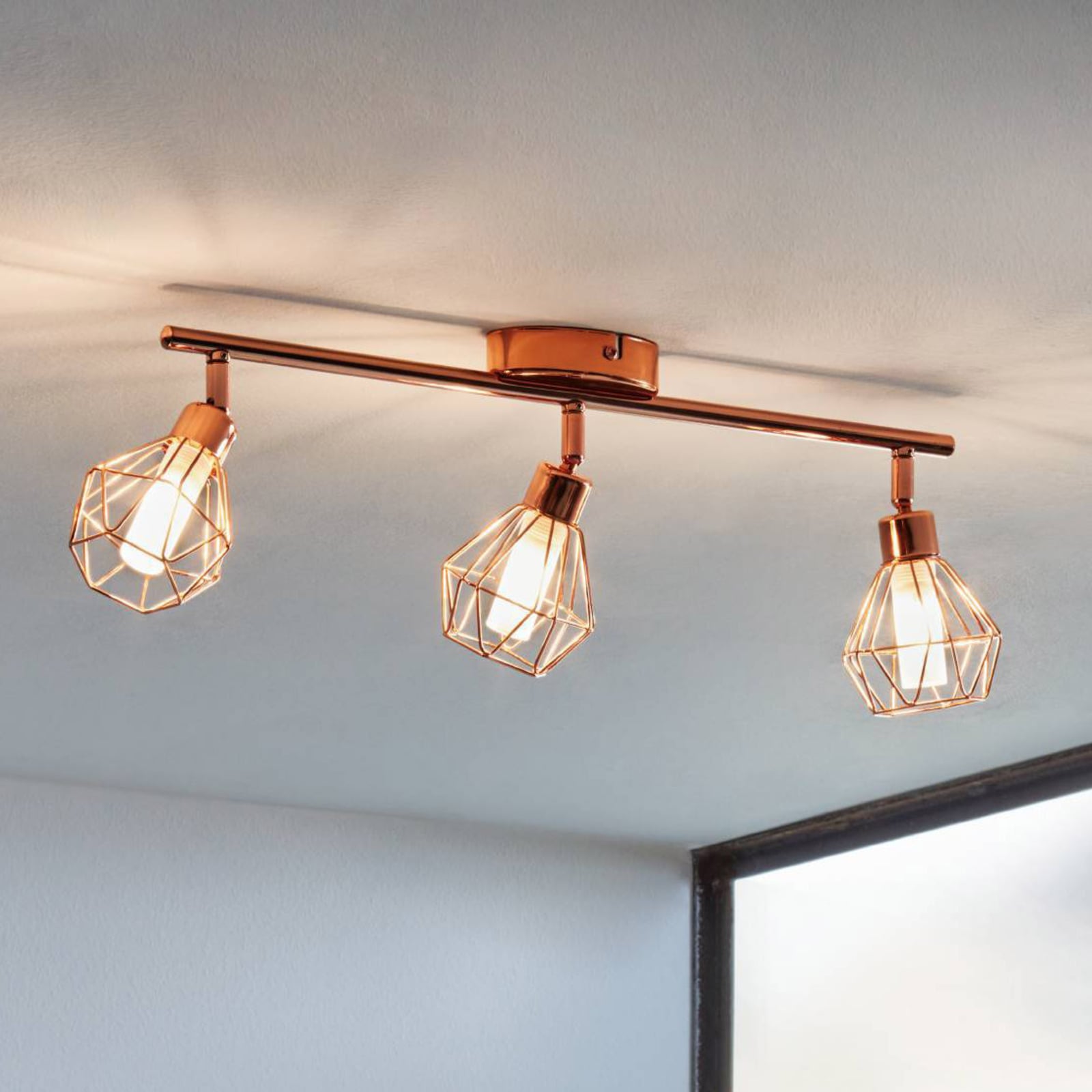 LED taklampe Zapata 3-lys kobber G9 svingbar detalj av skjerm