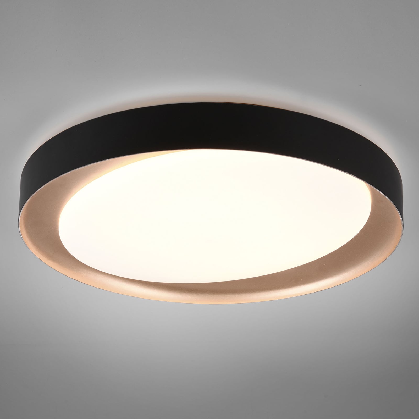 LED taklampe Zeta dimbar svart/gull Ø48,5 cm bakside