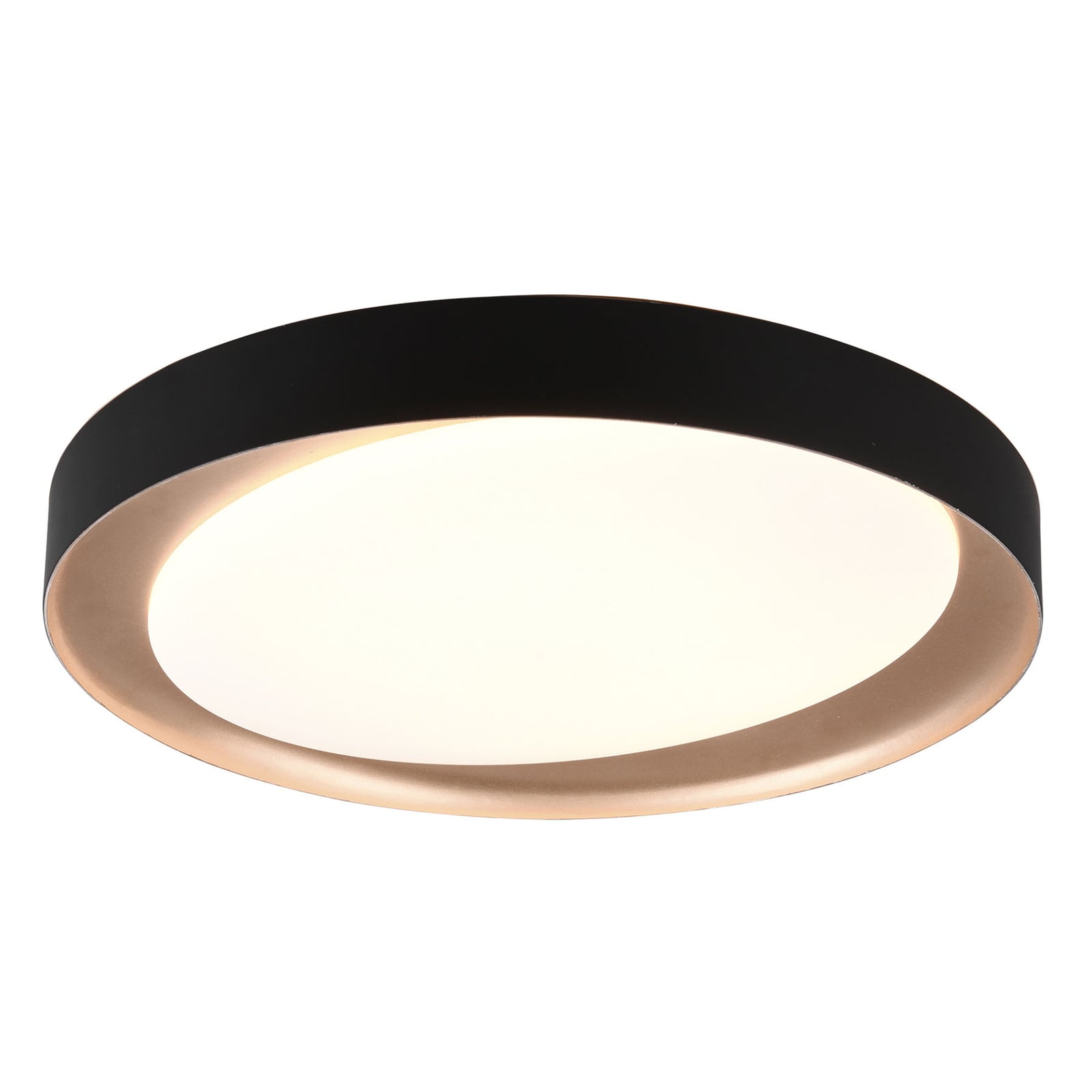 Nærbilde av LED taklampe Zeta dimbar svart/gull Ø48,5 cm