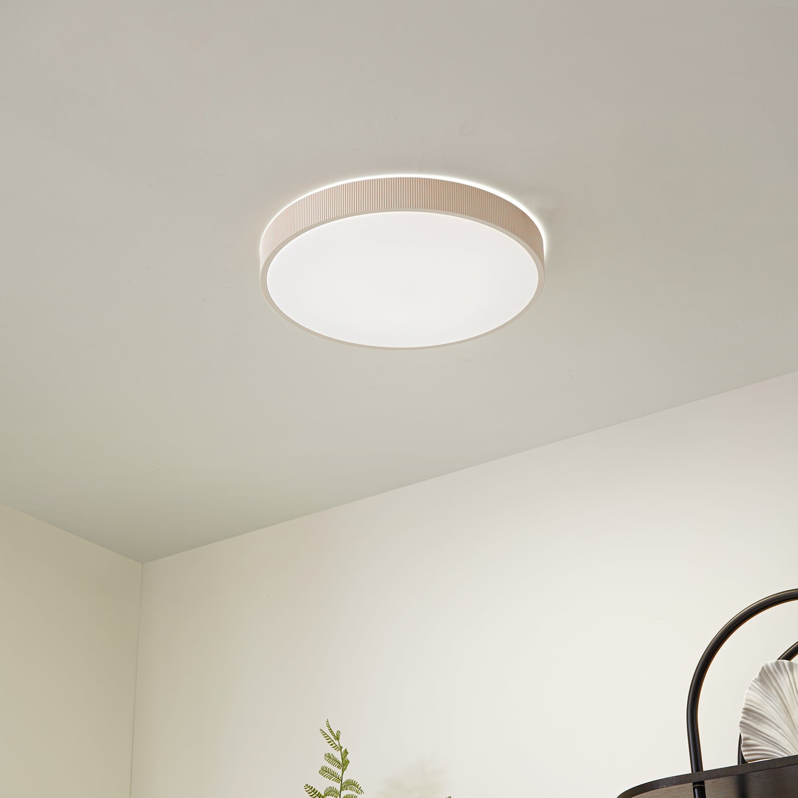 LED taklampe Zylo beige dimbar CCT Ø49 cm 33W bakside