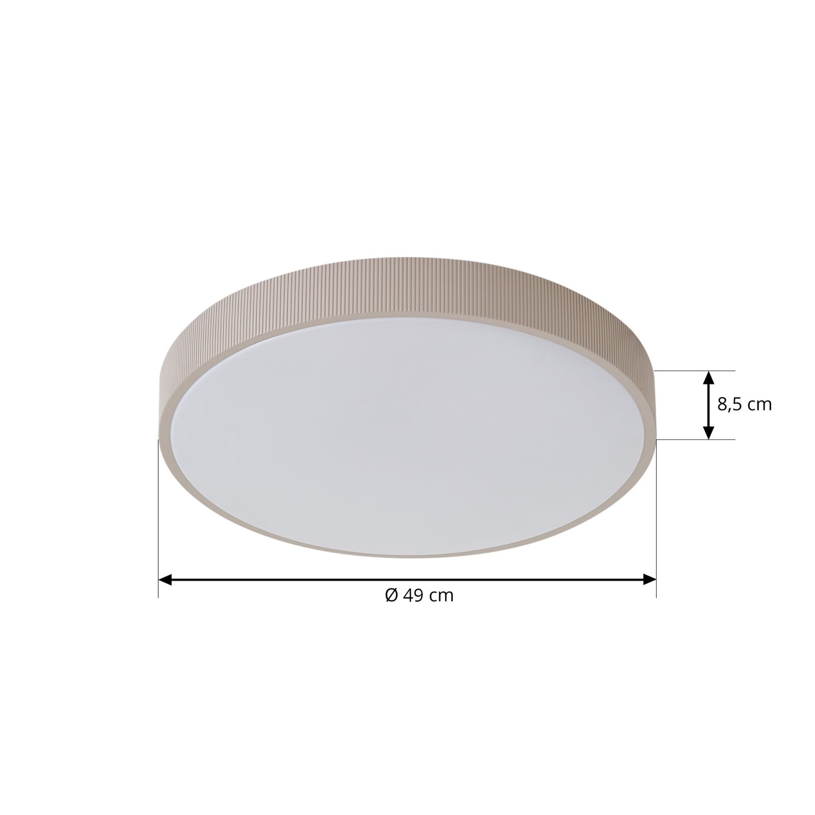 Nærbilde av LED taklampe Zylo lysegrå Ø49 cm