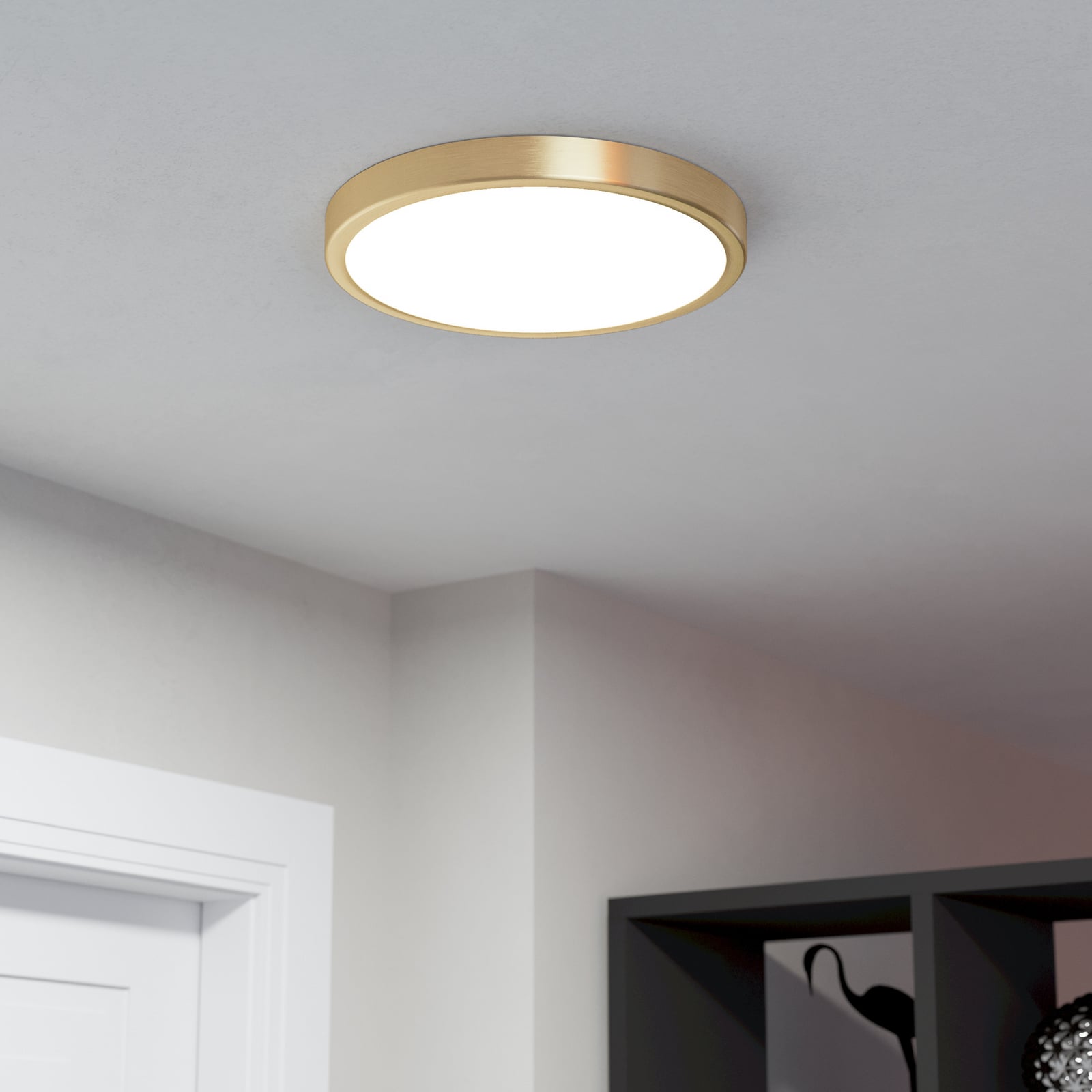 LED takpanel Fueva 5 børstet messing Ø28,5 cm bakside