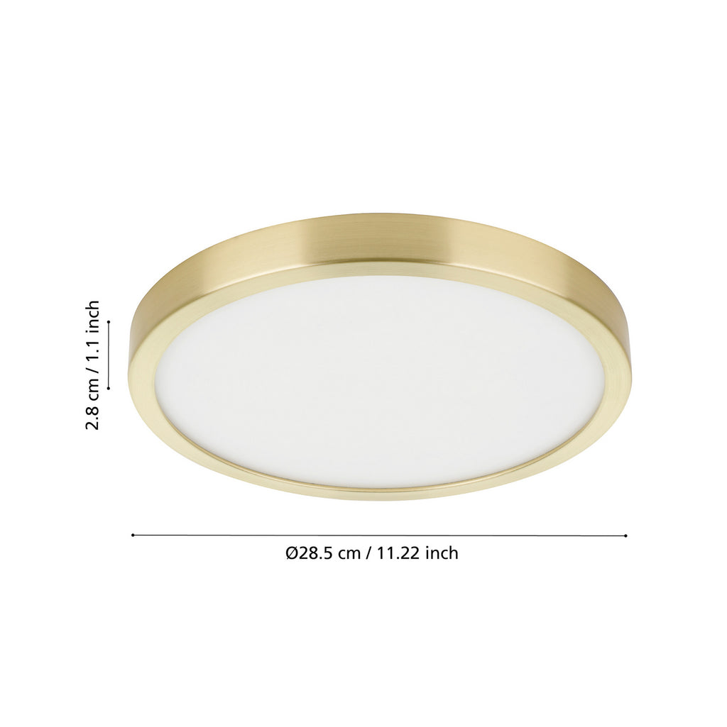 LED takpanel Fueva 5 børstet messing Ø28,5 cm nærbilde
