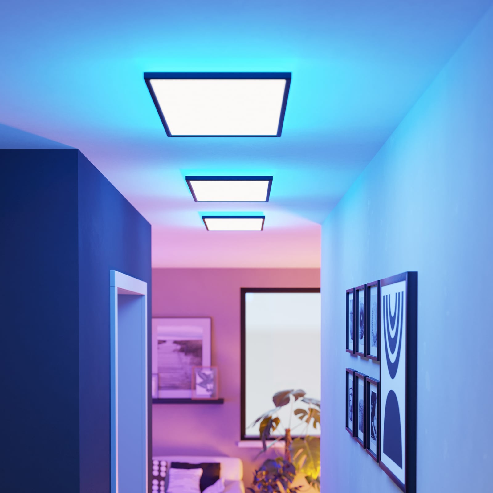 LED takpanel Rovito-Z svart 57x30 cm dimbar RGB IP44 - montert i tak