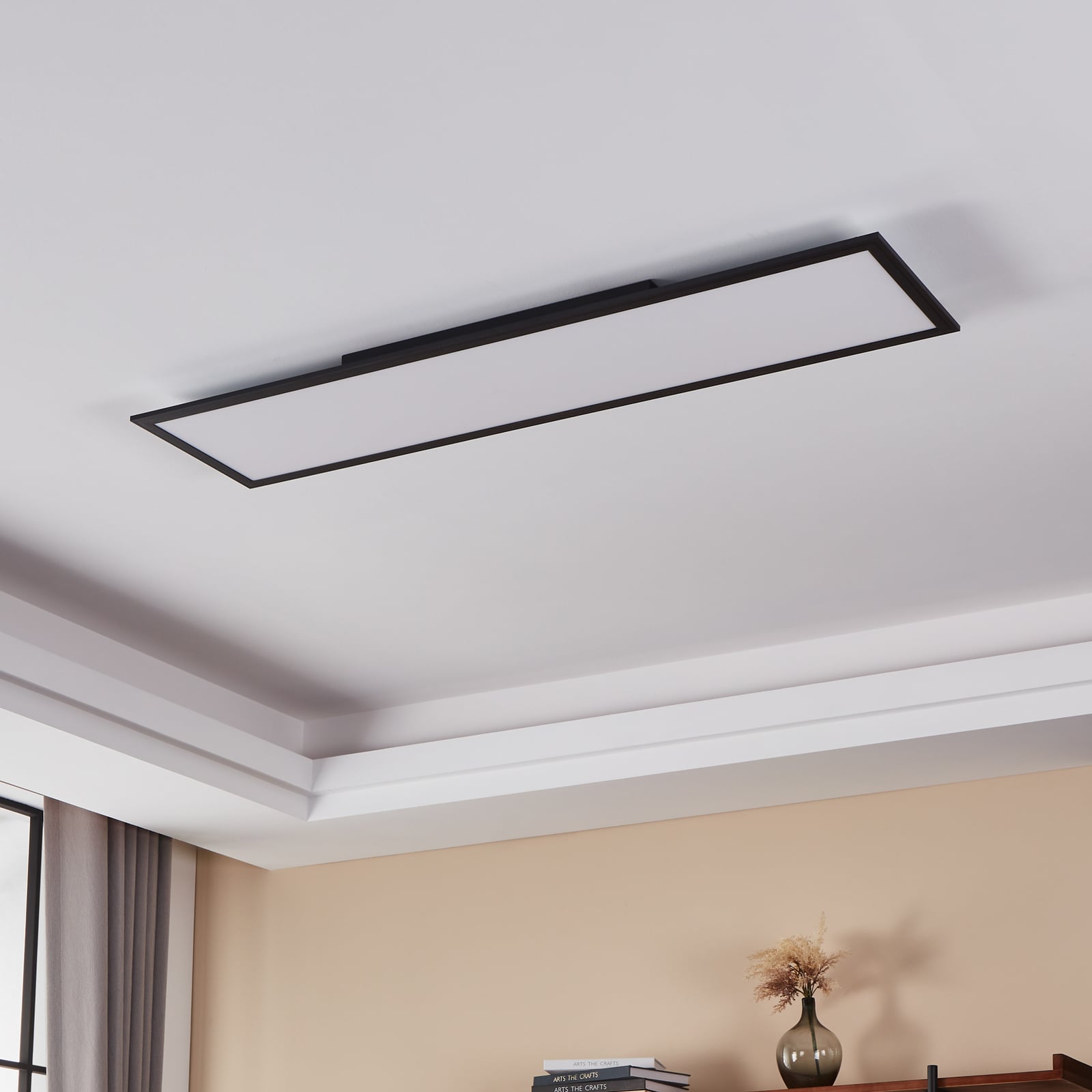 LED takpanel Salobrena-Z 120x30 cm svart dimbar CCT detalj