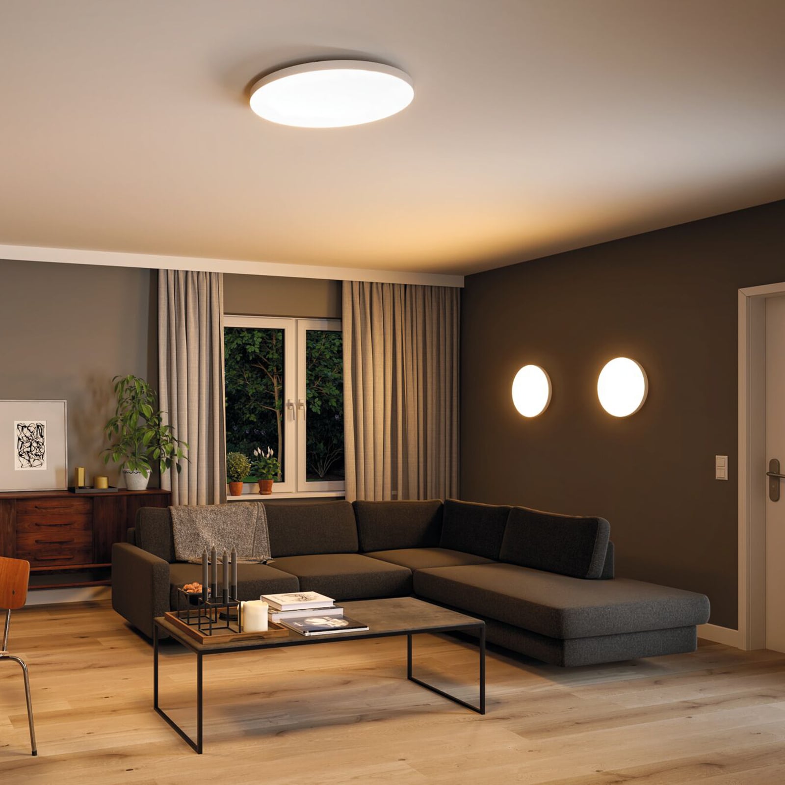 LED takpanel Velora rund dimbar CCT Zigbee Ø60 cm hvit bakside