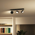 LED takspot 3-lys Bracia aluminium svart 43 cm - forfra