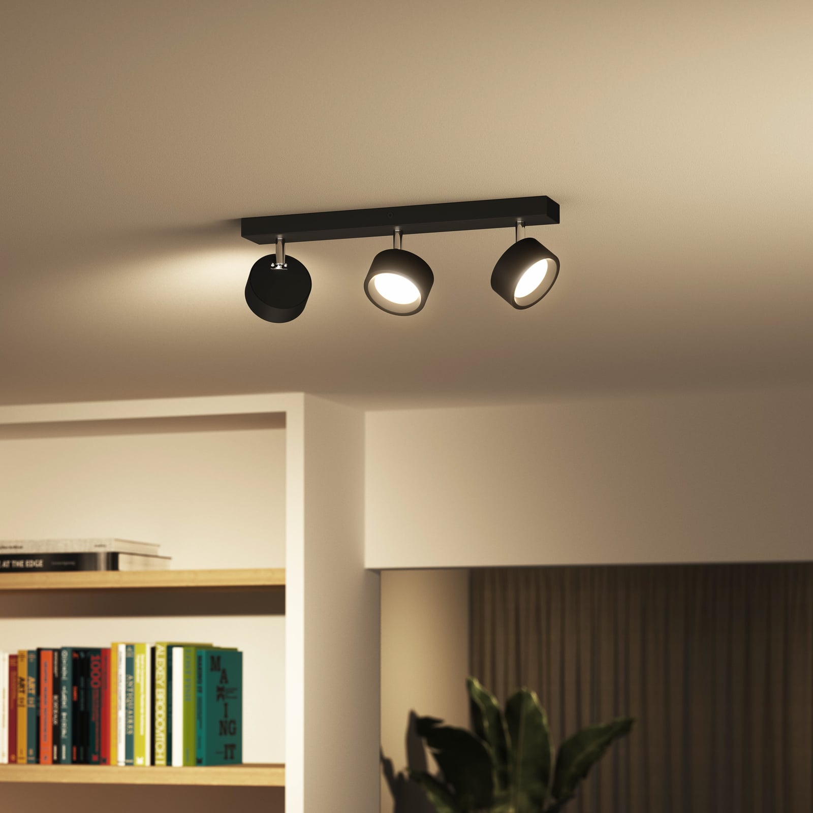 LED takspot 3-lys Bracia aluminium svart 43 cm - forfra