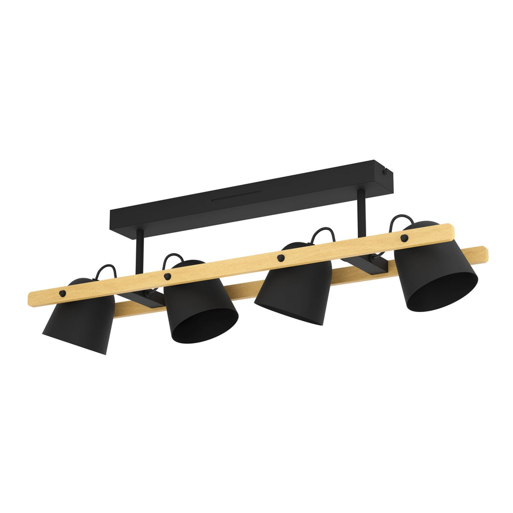 LED takspot 4-lys Hornwood-Z svart tre dimbar RGB CCT justerbare spotter