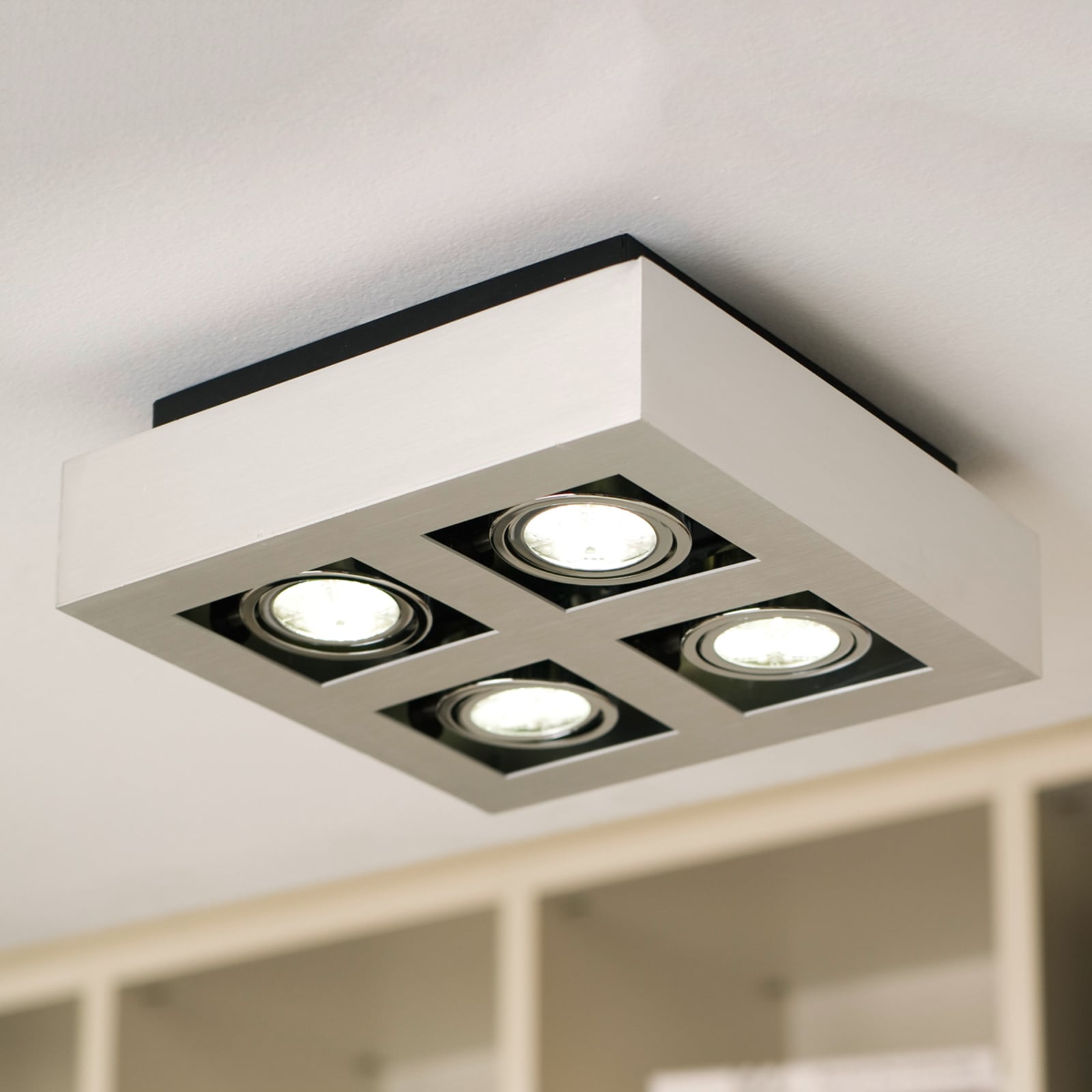 LED takspot 4-lys Loke svingbar krom/aluminium GU10 bakside