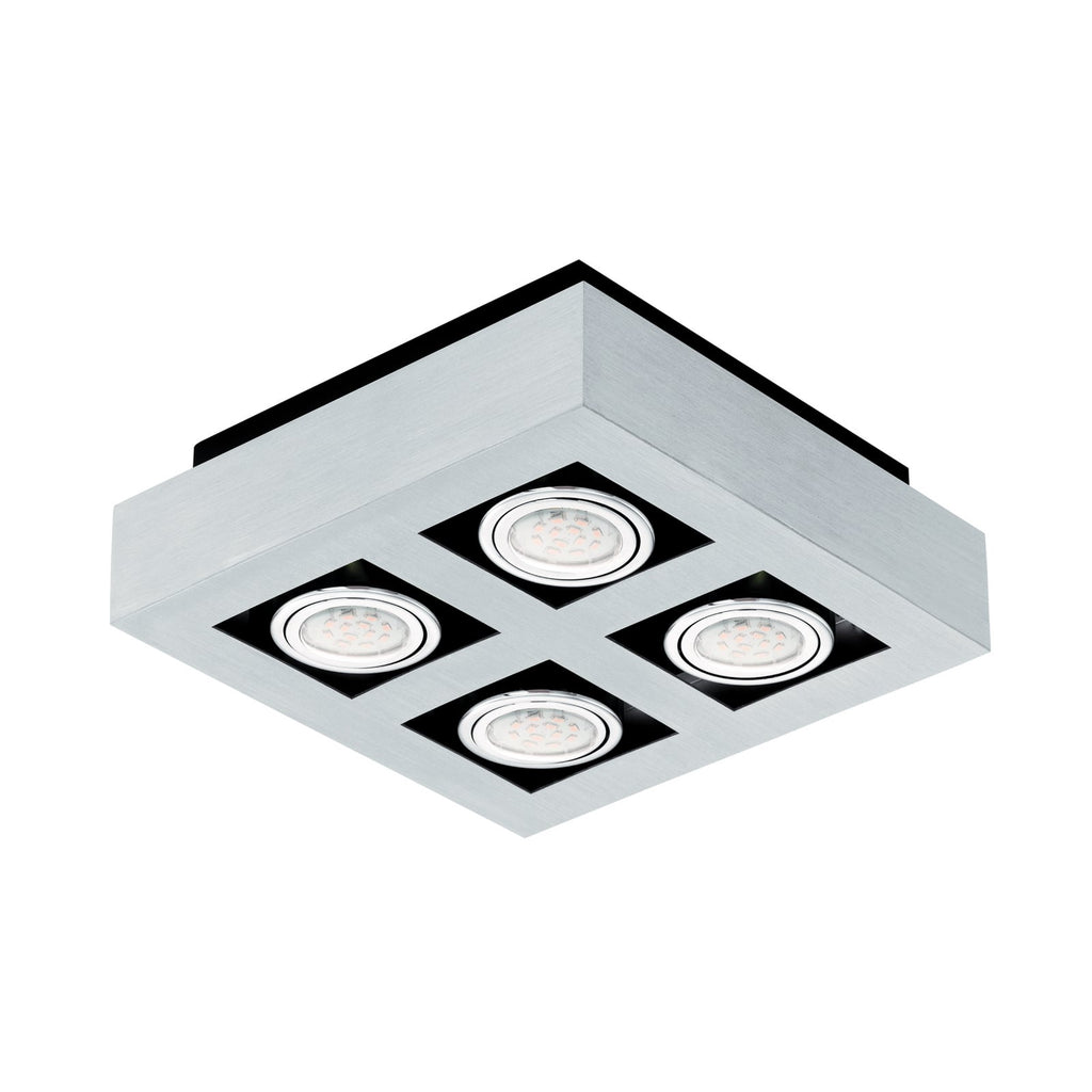 LED takspot 4-lys Loke svingbar krom/aluminium GU10 nærbilde av materiale