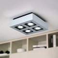 LED takspot 4-lys Loke svingbar krom/aluminium GU10 forfra