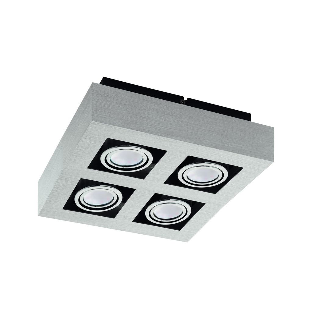 LED takspot 4-lys Loke svingbar krom/aluminium GU10 montert i tak