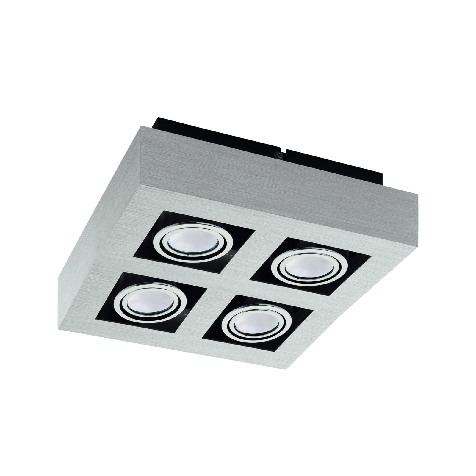 LED takspot 4-lys Loke svingbar krom/aluminium GU10 montert i tak