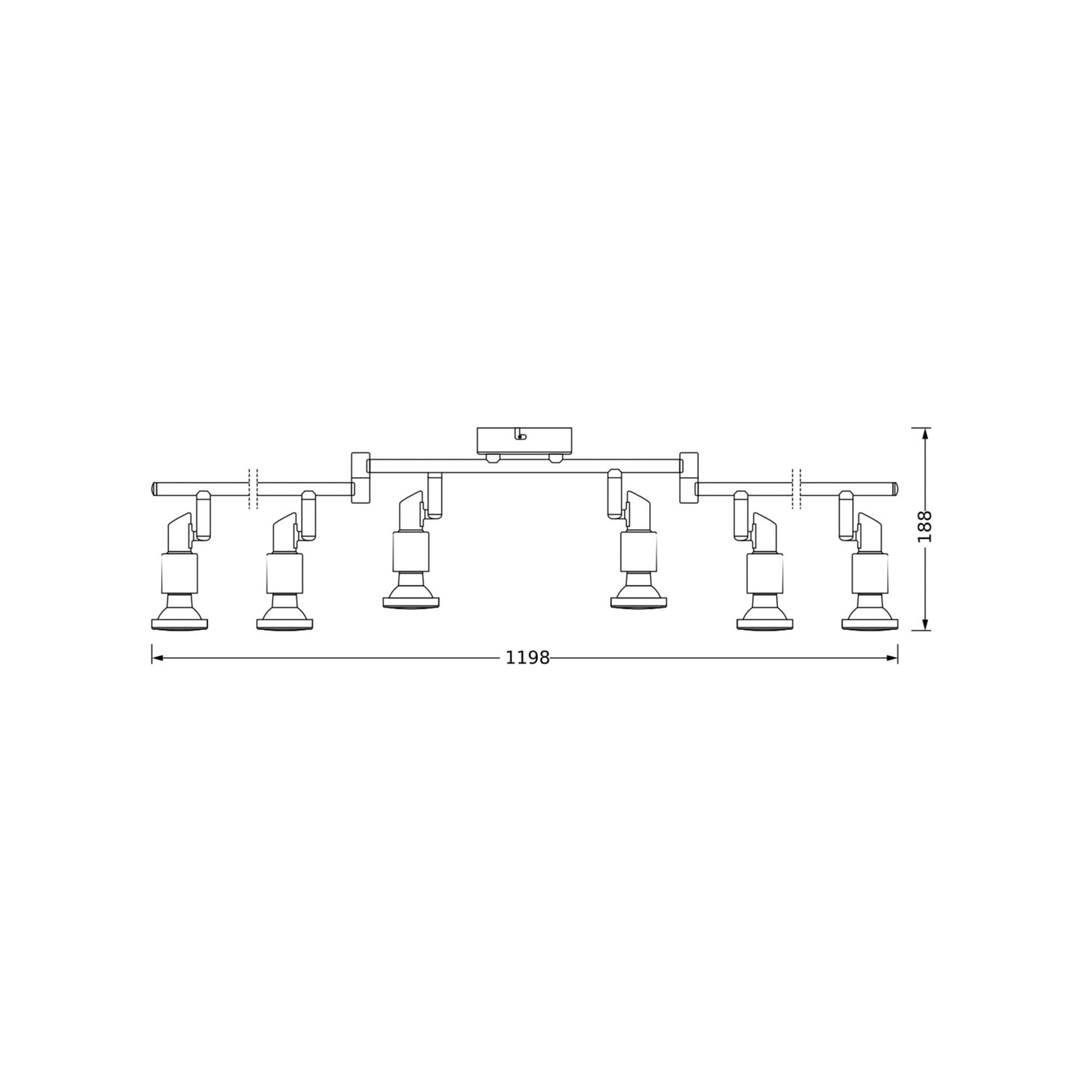 LED takspot 6-lys sølv aluminium GU10 2700K OSRAM bakside