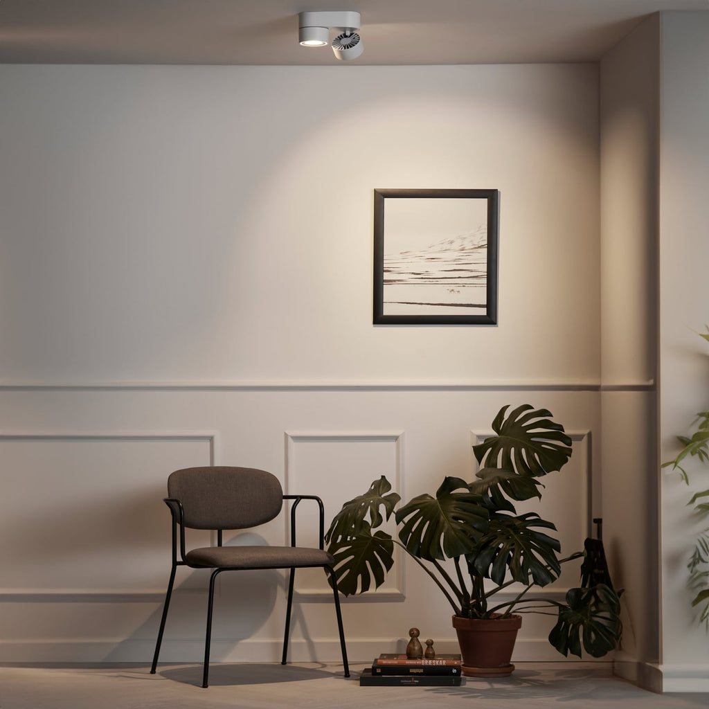 LED takspot Aim 2-lys dimbar hvit aluminium 26W detalj justerbar lyskilde